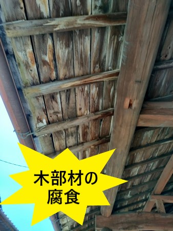 木部材の腐食　小屋　雨漏り